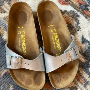 Silver Madrid Birkenstock sandals